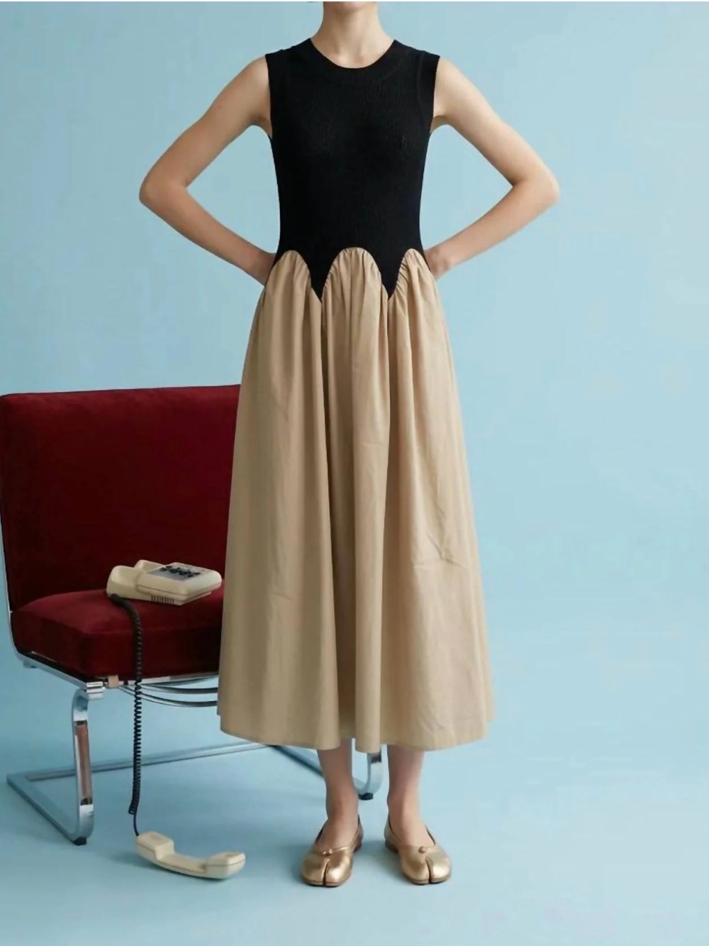 Heyson Textured Knit Contrast Midi Dress. Size Small. NWT